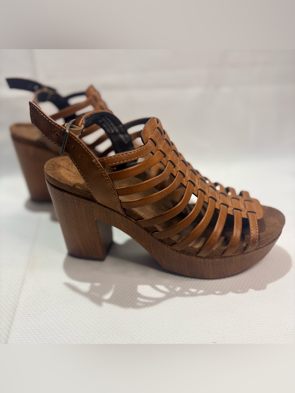 White Mountain Tan Woven Strappy Platform Sandal